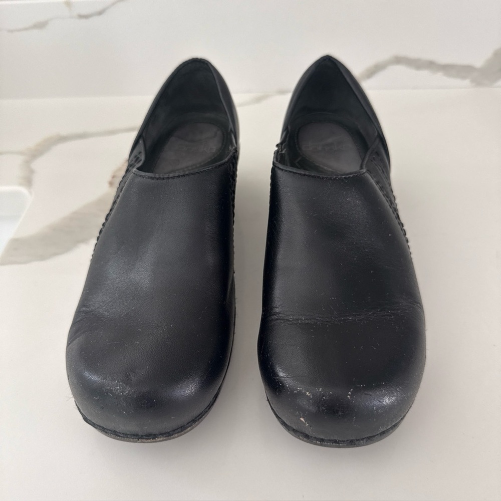 Dansko Sienna Black Leather Professional Slip-On Comfort Clogs Womens Size EU 38